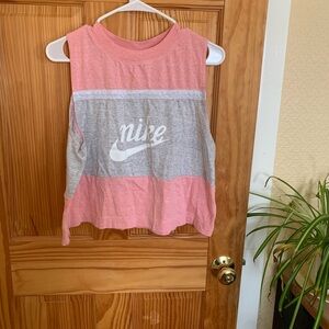 Nike Pink and Gray Cropped Tank Top
